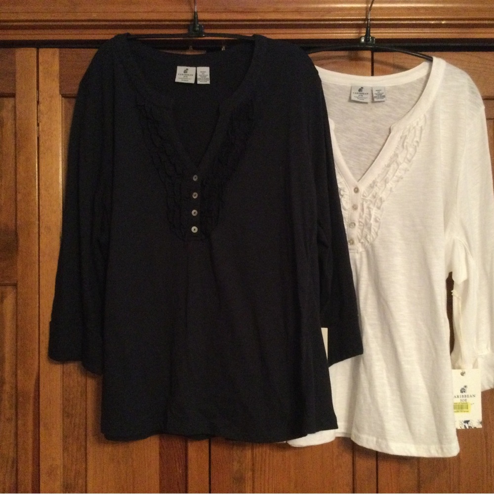 NWT 2 Caribbean Joe Ruffle Tees, size 2x